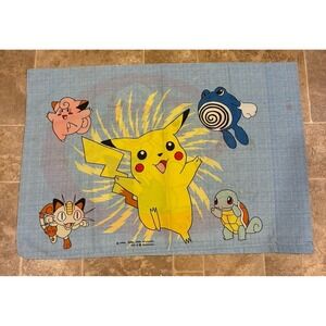 Nintendo Pokemon Standard Double Sided Pillowcase Pikachu‎ Ash Squirtle Vtg 1998